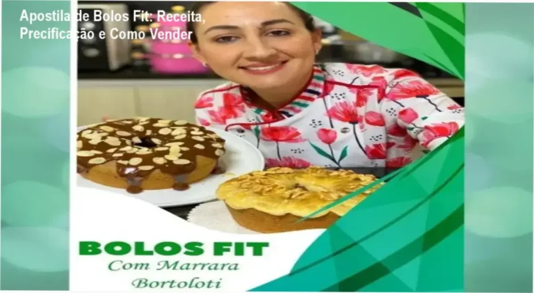 Capa da apostila digital de bolos fit com receitas, tabela de preços e bônus inclusos