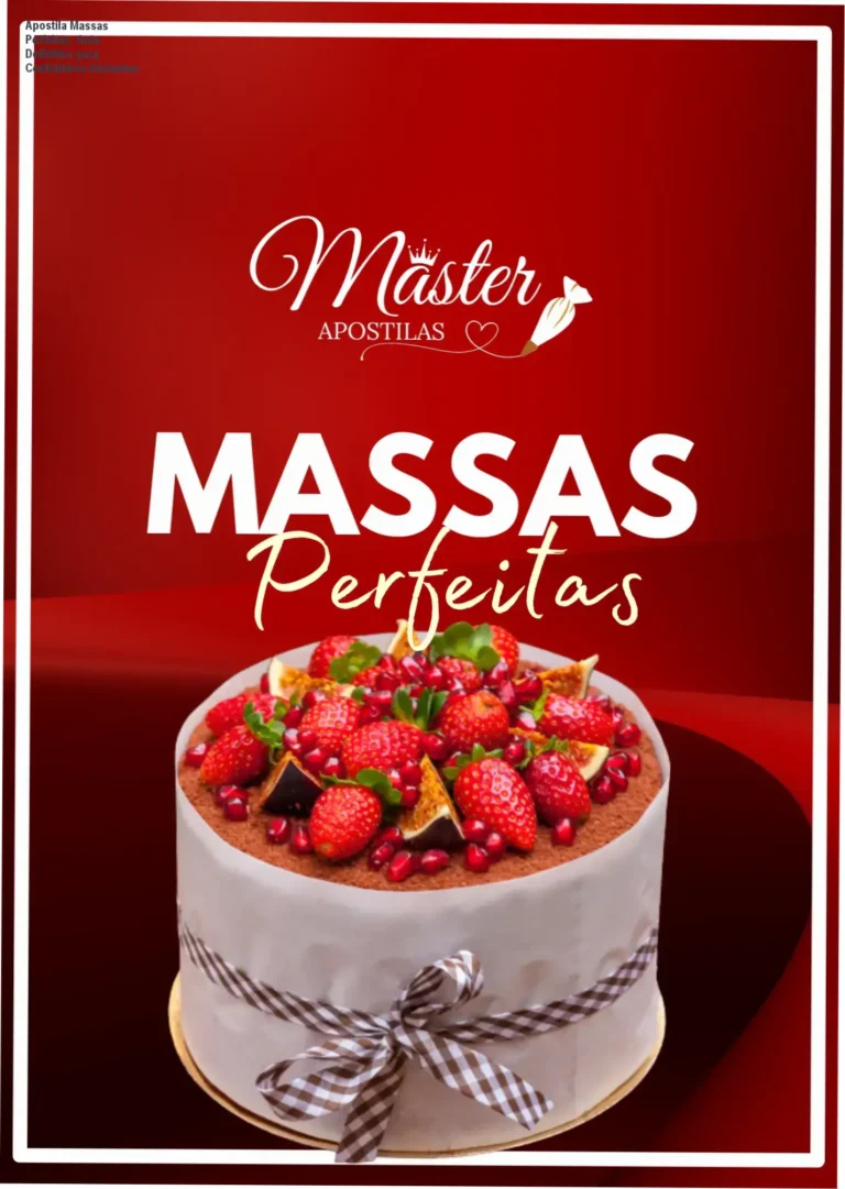 Capa da Apostila Massas Perfeitas da Marrara mostrando receitas de massas de bolo e bônus