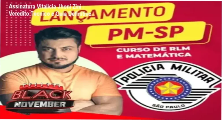 Tela da plataforma Hotmart mostrando o conteúdo da Assinatura Vitalícia Jhoni Zini para concursos de exatas