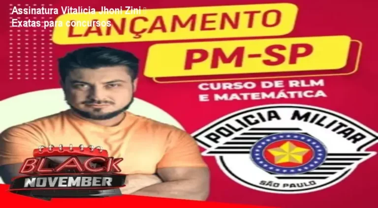 Tela da plataforma Hotmart mostrando a Assinatura Vitalícia Jhoni Zini com módulos de RLM e Estatística para concursos.