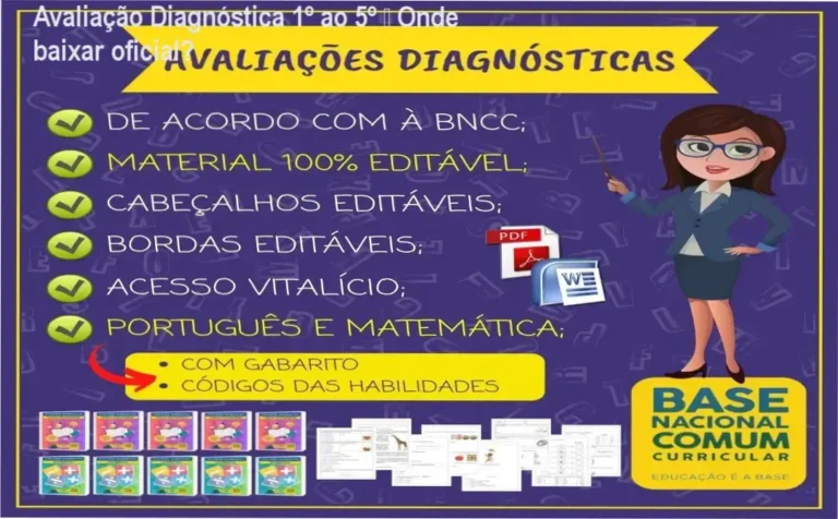 Capa do KIT Avaliação Diagnóstica 1º ao 5º ano pronto para download