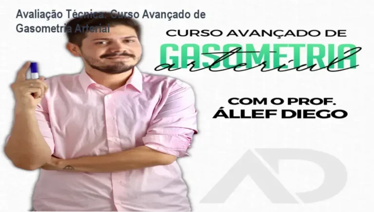 Imagem promocional do Curso Avançado de Gasometria Arterial destacando aprendizado prático e certificação