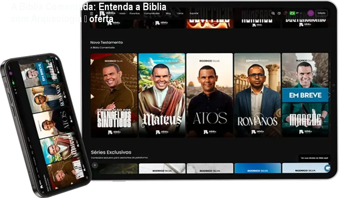 Plataforma A Bíblia Comentada de Rodrigo Silva mostrando aulas de arqueologia bíblica