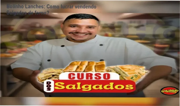 Imagem do curso Bolinho Lanches mostrando receitas de salgados de forno e ferramentas de gestão de lucro