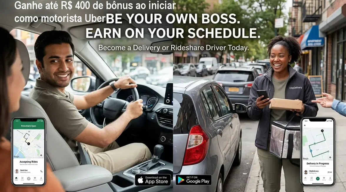 Ganhe até R$ 400 de bônus ao iniciar como motorista Uber