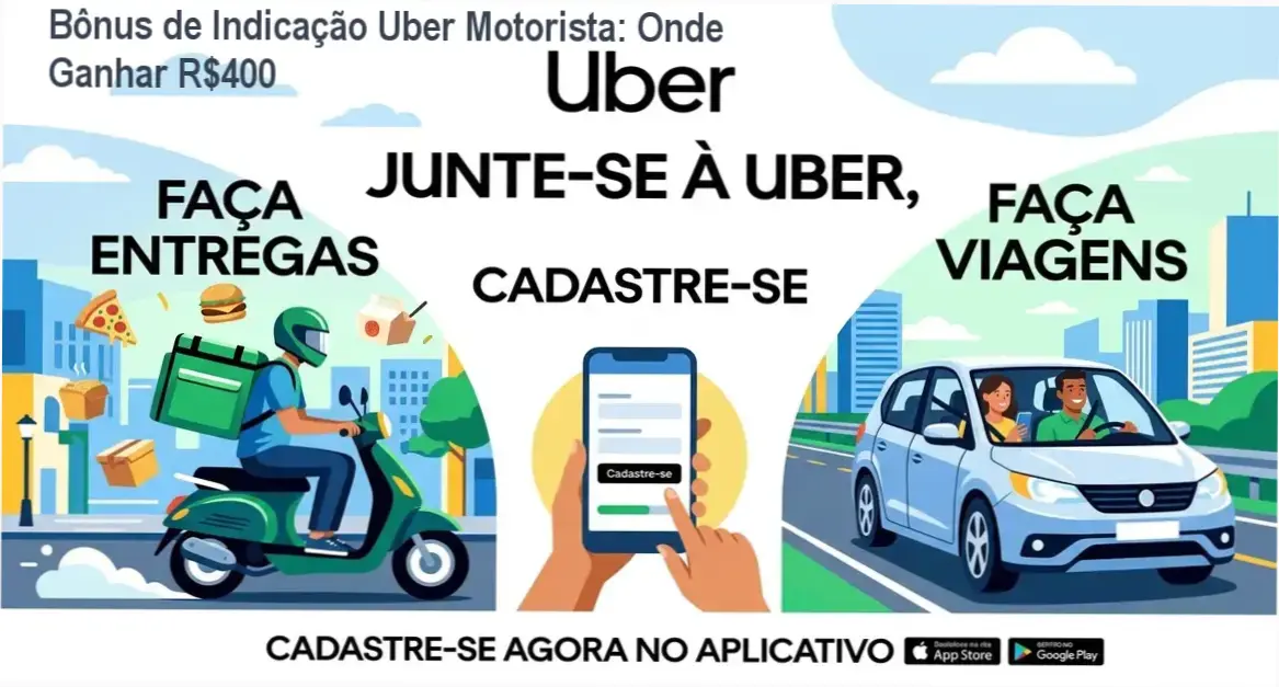 Bônus de Indicação Uber Motorista cupom de até R$400
