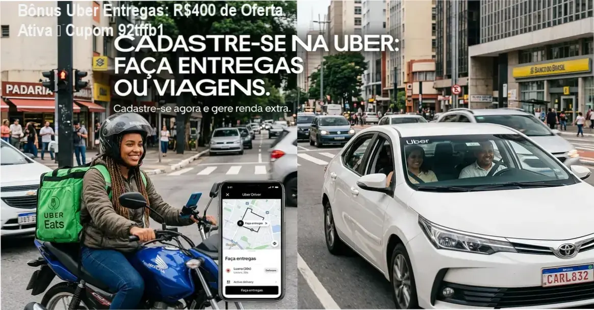 Uber Entregas bônus de R$400 – promoção com cupom ativo