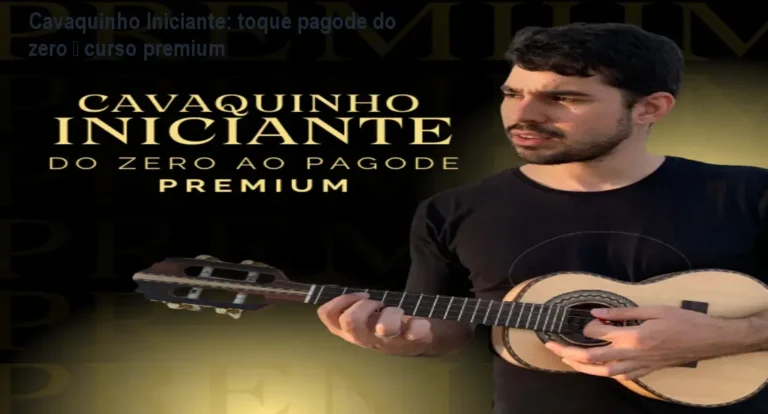 Imagem do curso de cavaquinho iniciante focado em pagode, mostrando aula prática com violão