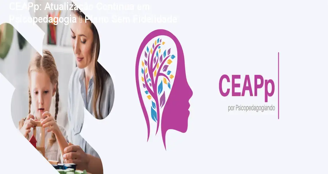 Tela da plataforma CEAPp mostrando cursos, materiais e lives para psicopedagogos