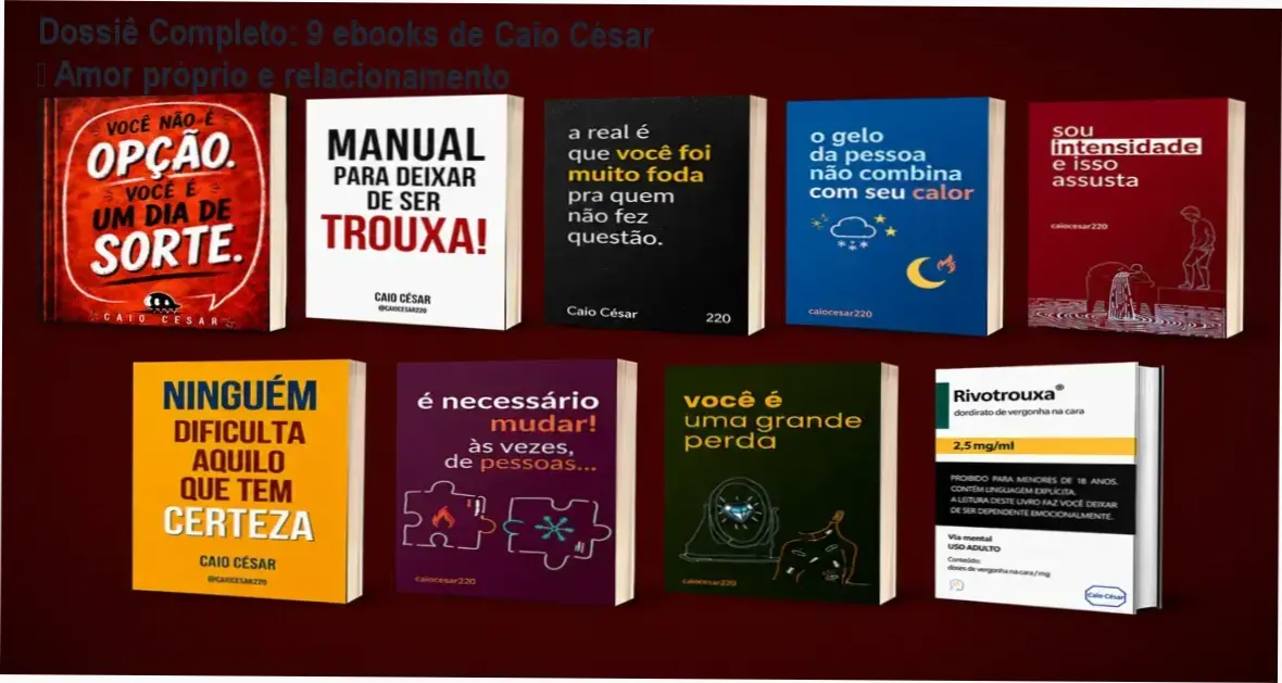 Capa da coleção de 9 ebooks de Caio César sobre amor próprio, autoestima e relacionamentos