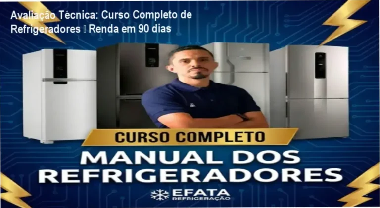 Imagem promocional do Curso Completo de Refrigeradores mostrando benefícios de renda e onde adquirir