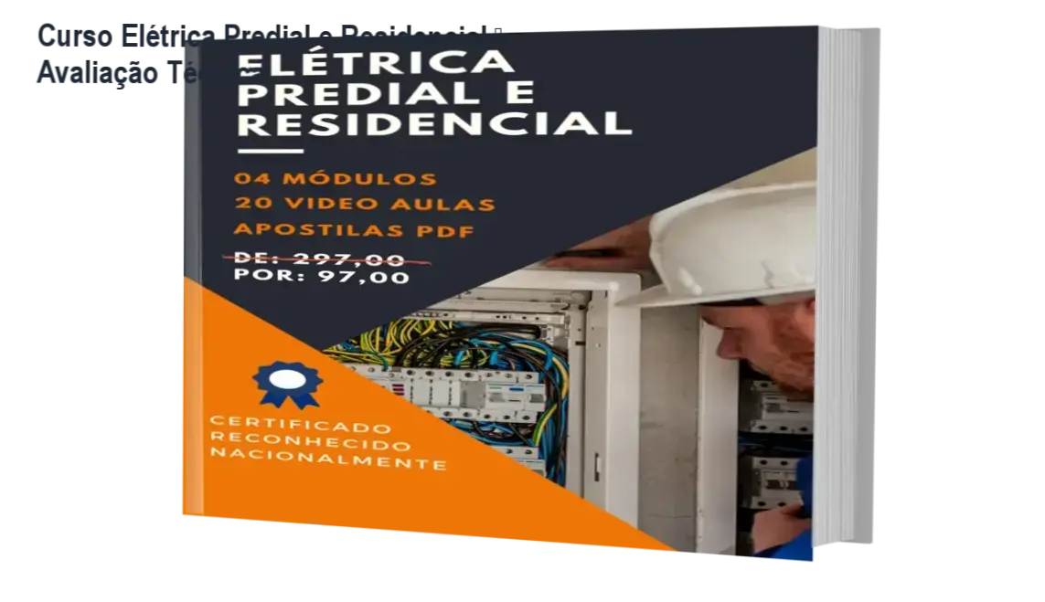 Comparativo visual do Curso Elétrica Predial e Residencial mostrando certificados e módulos práticos