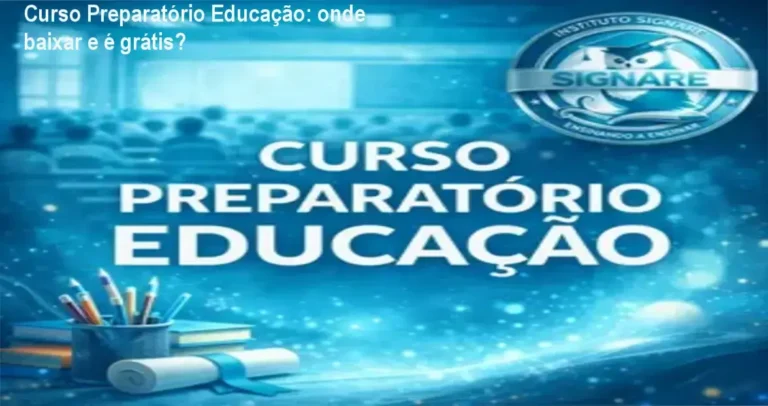 Tela do site oficial mostrando o botão de acesso ao Curso Preparatório Educação para download