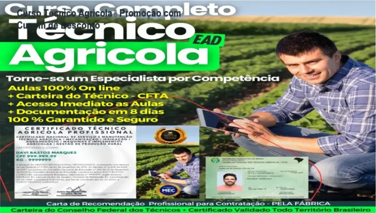 Curso Técnico Agrícola – promoção e cupom de desconto