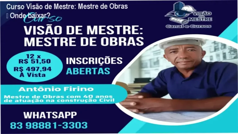 Página de download oficial do Curso Visão de Mestre: Mestre de Obras