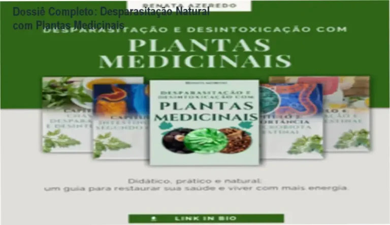 Capa do e‑book Desparasitação e Desintoxicação com Plantas Medicinais exibindo ervas terapêuticas