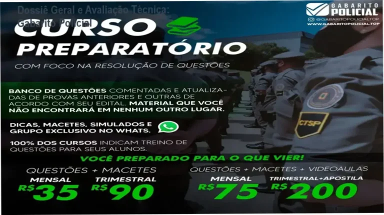 Gráfico de desempenho técnico do ecossistema Gabarito Policial