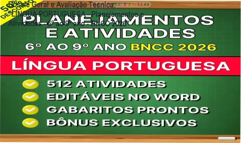 Gráfico de desempenho técnico do ecossistema "LÍNGUA PORTUGUESA - Planejamentos e Atividades - 6º ao 9º ano - BNCC 2026"