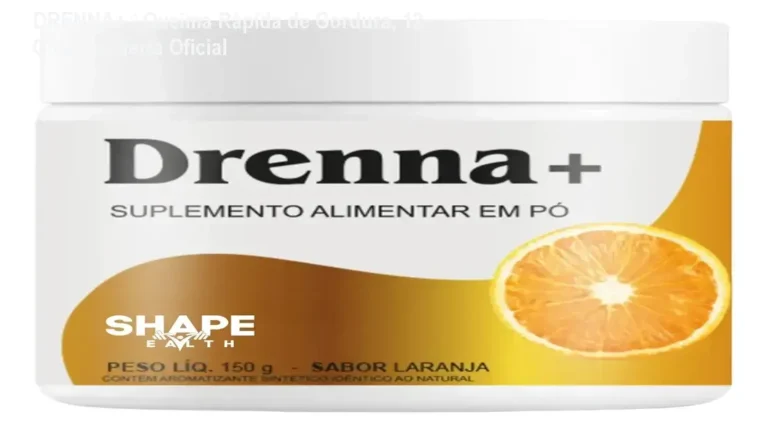 Frasco de DRENNA+ sendo usado sublingualmente, mostrando a praticidade de 12 gotas que ajudam na queima de gordura