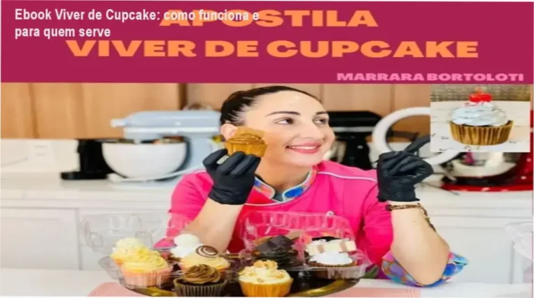 Capa do Ebook Viver de Cupcake mostrando cupcakes decorados e destaque ao conteúdo de empreendedorismo confeiteiro