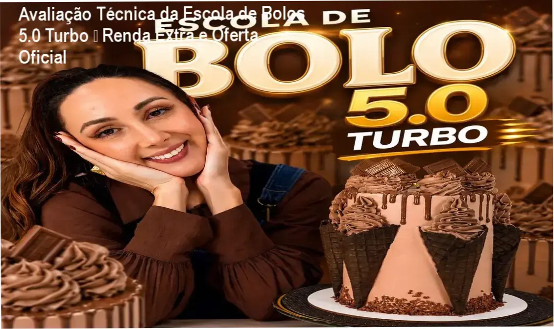 Imagem promocional da Escola de Bolos 5.0 Turbo destacando a oferta oficial na Hotmart