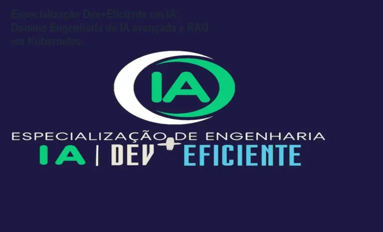 Imagem da Especialização Dev+Eficiente em IA mostrando a capa do curso e benefícios de engenharia de IA em produção