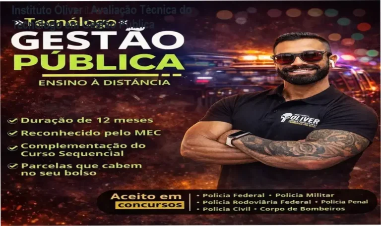 Tecnólogo em Gestão Pública 12 meses do Instituto Óliver, foco em concursos públicos