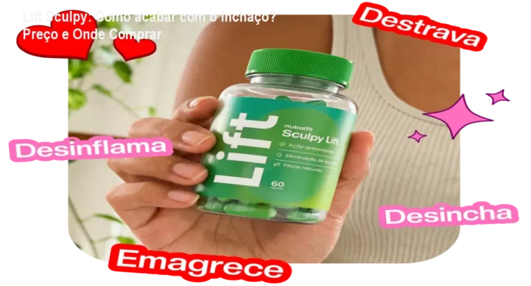 Frasco de Lift Sculpy Detox Caps mostrando cápsulas naturais para reduzir inchaço e controlar o apetite