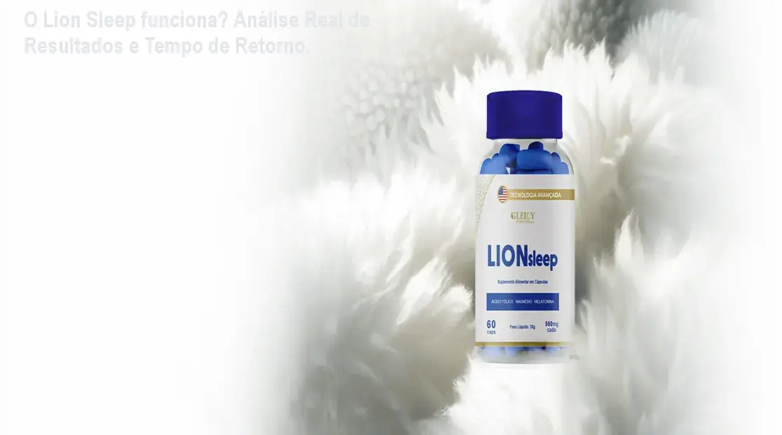 Frasco de Lion Sleep ao lado de um travesseiro, destacando segurança na compra