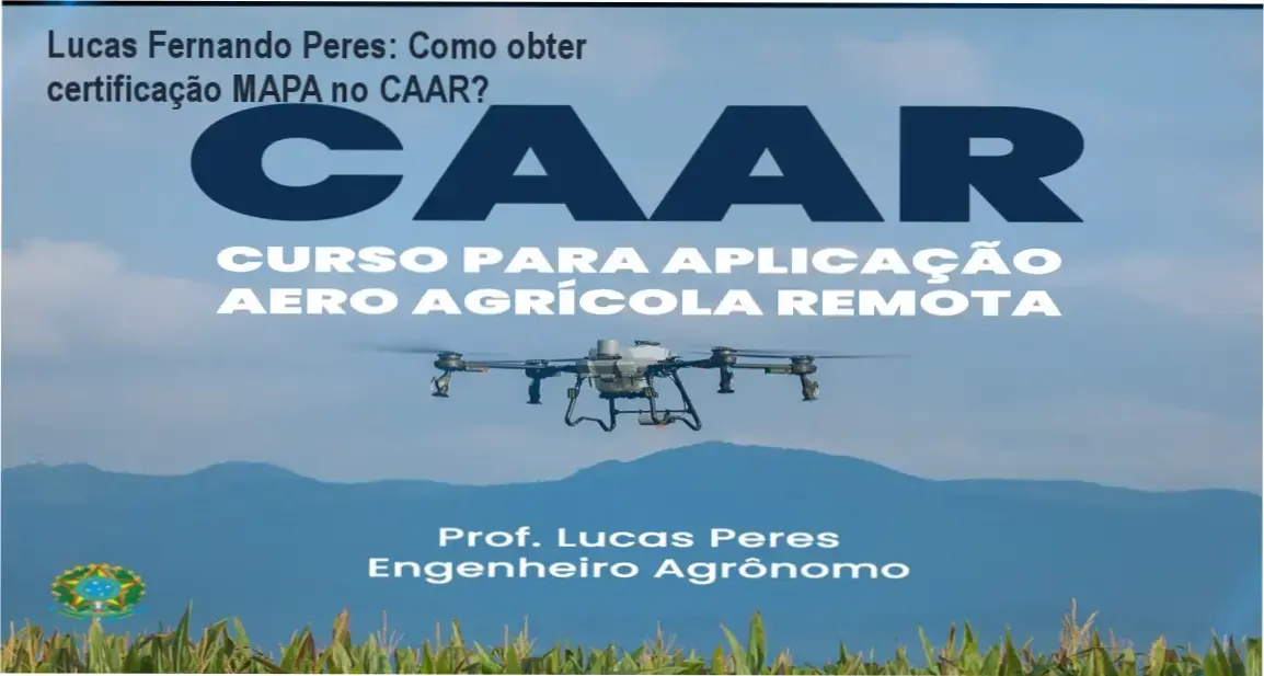 Lucas Fernando Peres apresentando o curso CAAR de Aplicador Aeroagrícola Remoto com certificação MAPA