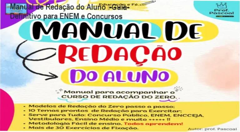 Capa do Manual de Redação do Aluno – PDF com método passo a passo para ENEM e concursos