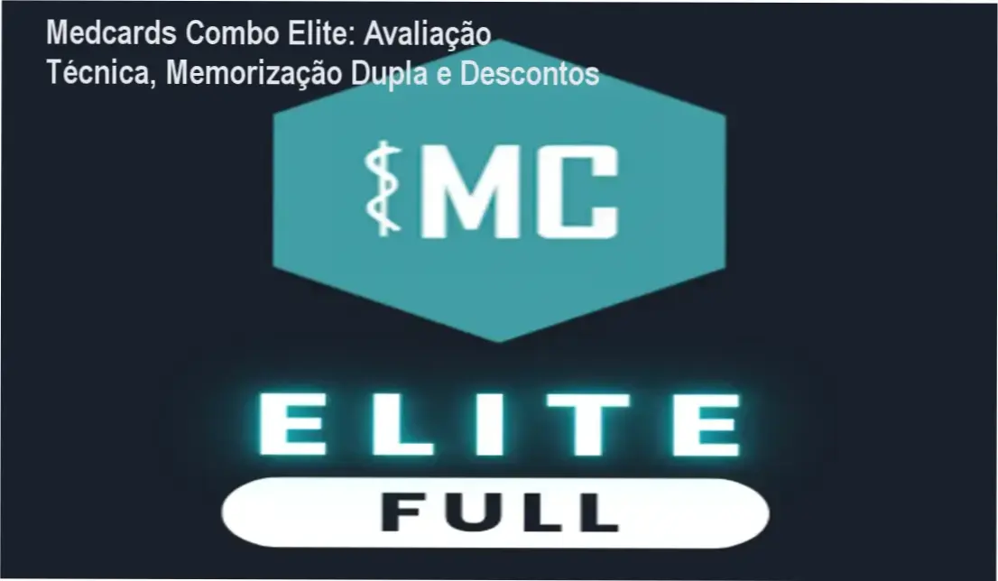 Tela da plataforma Medcards Combo Elite mostrando flashcards e oferta de cupom