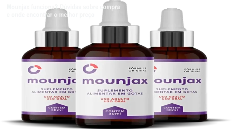 Frasco de Mounjax gotas sendo usado sublingualmente para queimar gordura e controlar o apetite