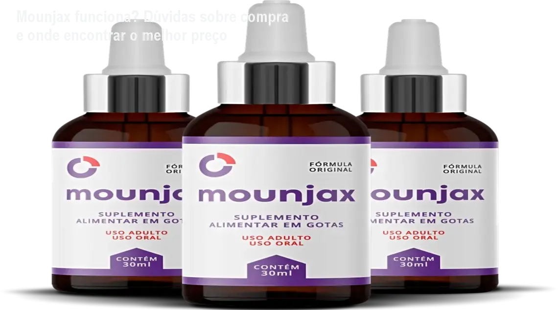 Frasco de Mounjax gotas sendo usado sublingualmente para queimar gordura e controlar o apetite