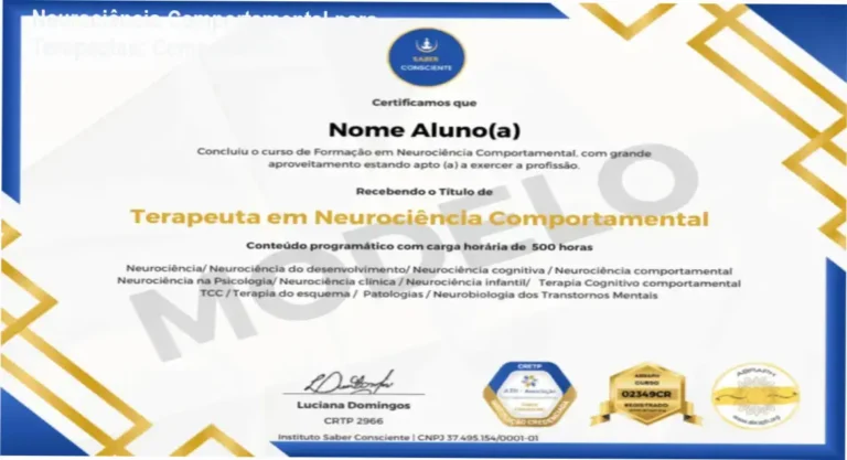 Imagem mostrando a página de download do curso Neurociência Comportamental para Terapeutas