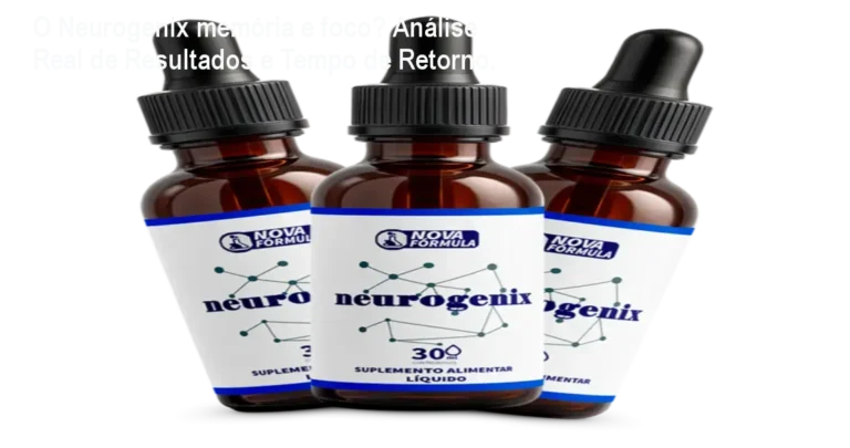 Frasco de Neurogenix ao lado de cápsulas, representando suplemento natural para memória e foco com garantia de compra segura