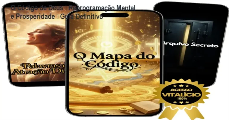 Capa do curso O Código de Deus mostrando mapa de códigos para reprogramar a mente e alcançar prosperidade