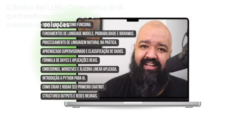Imagem da capa do curso O Senhor das LLMs mostrando a criação prática de soluções de IA com benefícios reais para a carreira