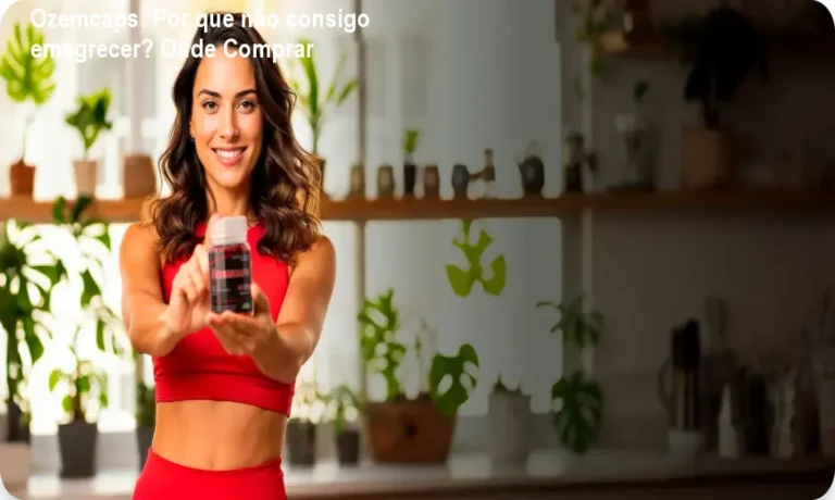 Frasco de Ozemcaps com cápsulas vermelhas ao lado de laranja moro, representando o detox vermelho