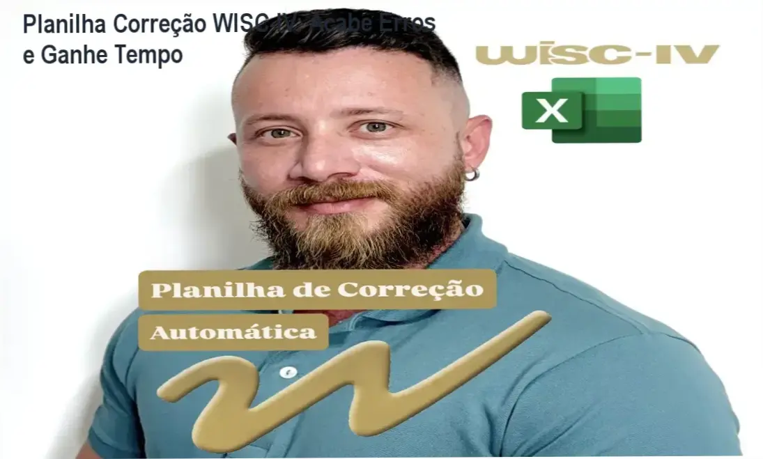 Planilha Excel de correção automática do teste WISC‑IV mostrando abas por idade