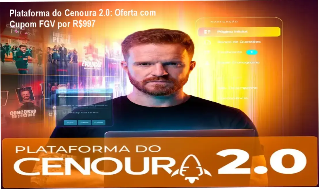 Plataforma do Cenoura 2.0 – credibilidade do especialista Gui Roriz na preparação FGV