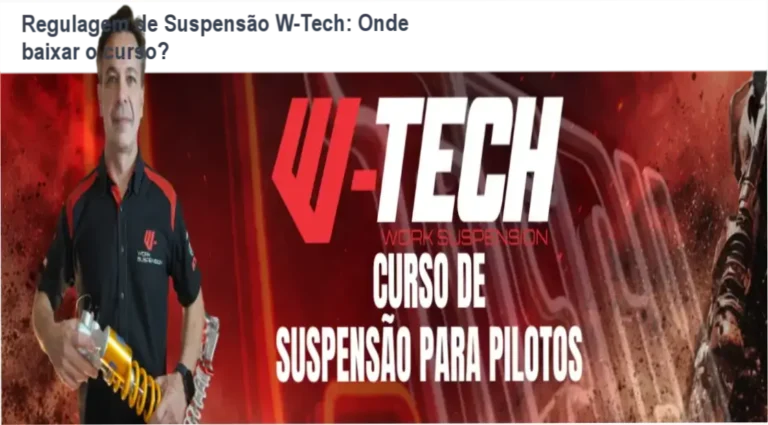 Tela do curso online Regulagem de Suspensão W-Tech mostrando módulo de ajuste de SAG