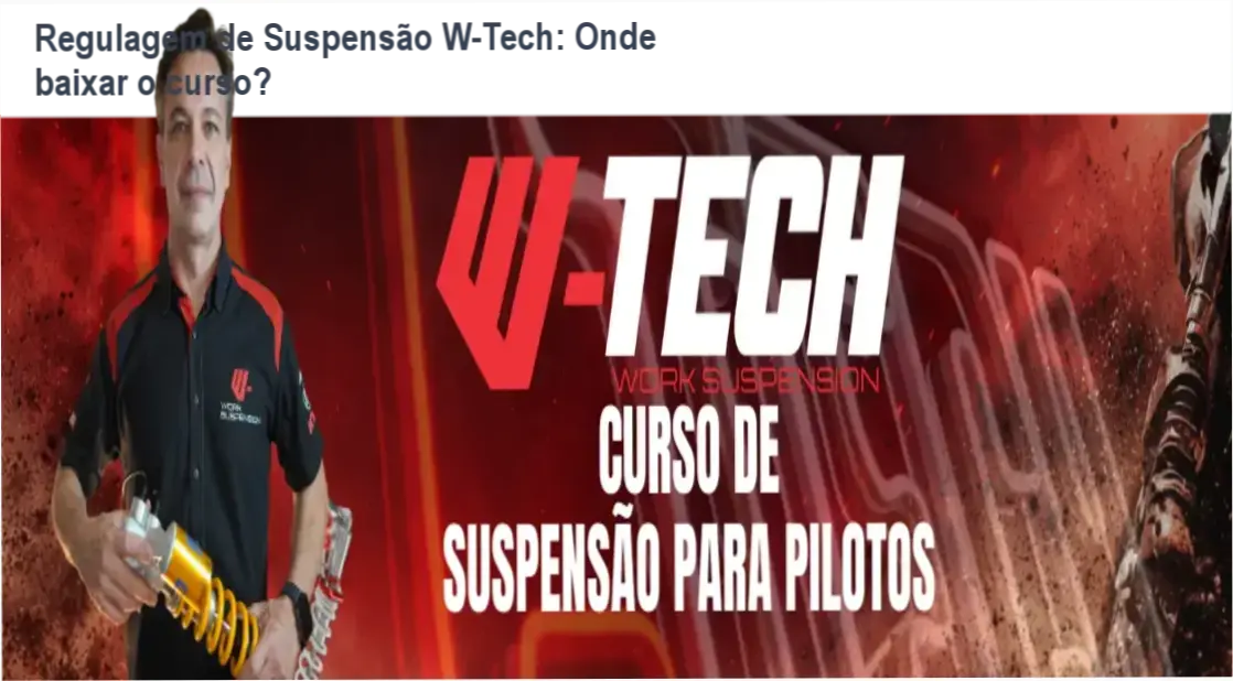Tela do curso online Regulagem de Suspensão W-Tech mostrando módulo de ajuste de SAG