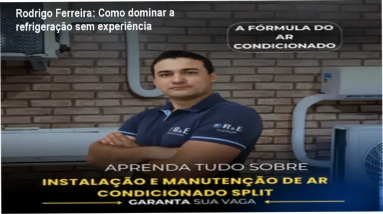 Rodrigo Ferreira apresentando o curso A Fórmula do Ar Condicionado, destaque para aulas práticas