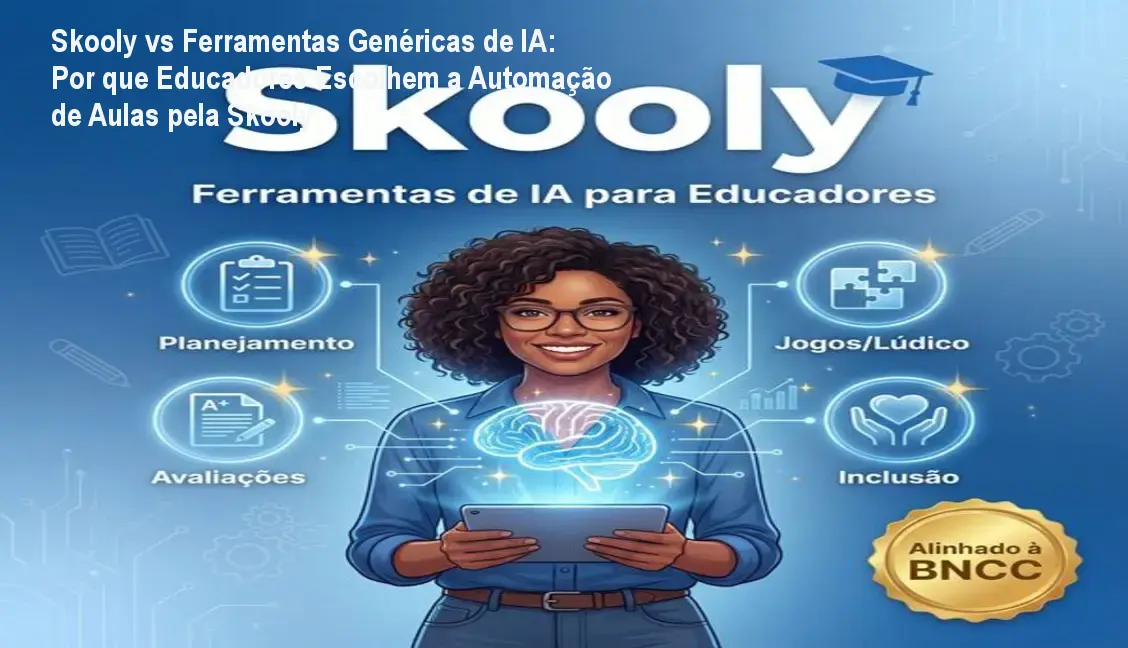 Interface da Skooly mostrando geração automática de plano de aula para professores