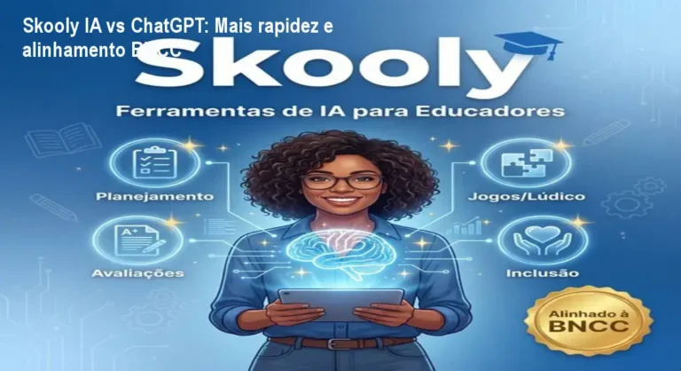 Tela da plataforma Skooly IA mostrando geração rápida de plano de aula alinhado à BNCC para professores