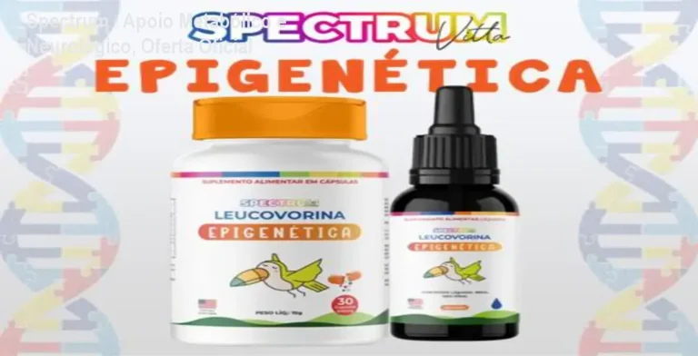 Frasco de Spectrum Epigenética usado por pais de crianças com TEA para suporte cognitivo e metabólico