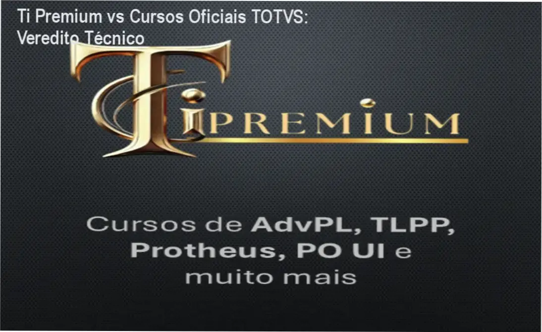 Comparativo visual entre Ti Premium e cursos oficiais da TOTVS mostrando benefícios e custo-benefício