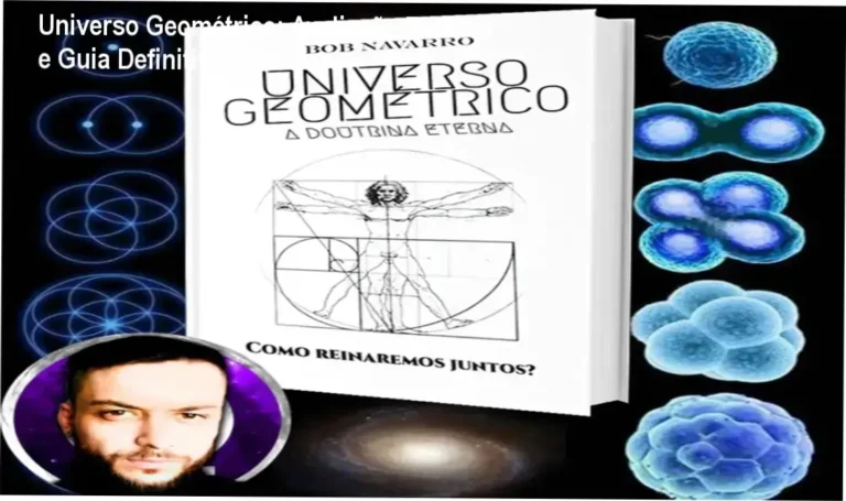 Capa do curso Universo Geométrico de Bob Navarro mostrando símbolos de geometria sagrada
