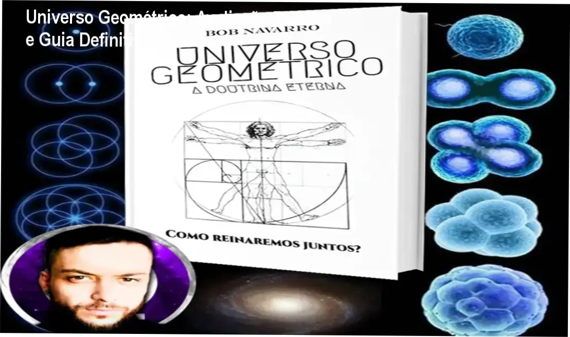 Capa do curso Universo Geométrico de Bob Navarro mostrando símbolos de geometria sagrada